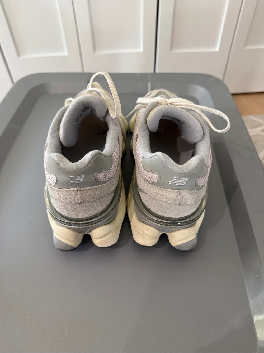 New Balance Women's Sneakers in Light Gray, Pink & Cream - Picture 3 of 3